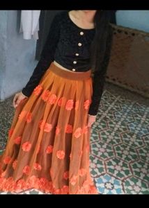 Orange Floral Lehenga Choli