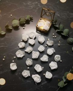 SET OF 10 WHITE RIBBON ROSES