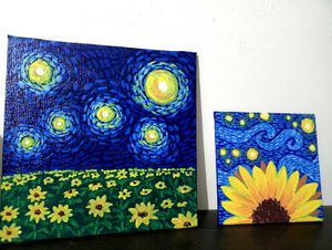 Starry Night & Sunflower Paintings (2)