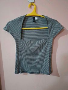 Striped Square Neck Top