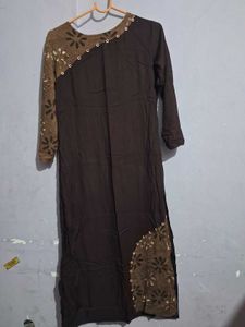 Brown Floral Patchwork Dress