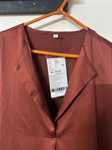 Elegant Brown Long Sleeve Top