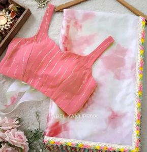stylish Elegant Saree & stitched Blouse Set