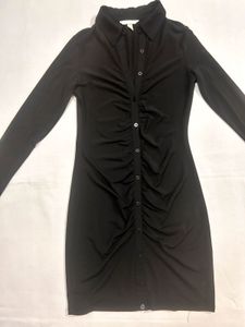 H&amp;M Black Ruched Mini Dress