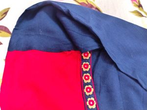Blue &amp; Red Embroidered Kurta