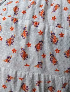 White Orange Floral Skirt