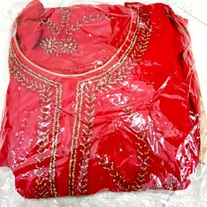 Red Embellished Kurti