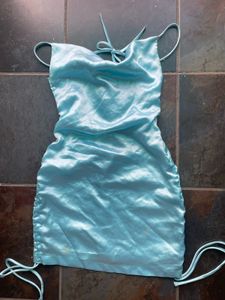 Satin blue mini dress, size small