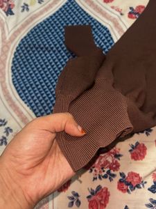 brown deep neck crop top
