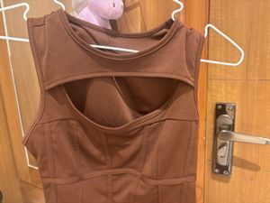 Cut Out Brown Corset Top