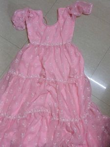 Baby Pink Gown Cum Dress With Chunni