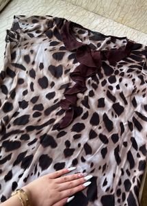 Leopard Print Ruffle Blouse