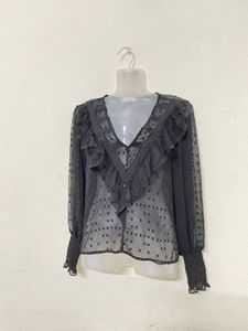 ONLY Y2k Vintage Mesh Black Top