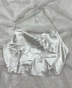 White Satin Party Wear Pinterest Halter Fall Neck