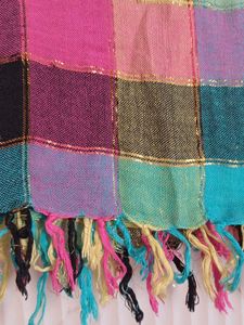 New Colorful Plaid Scarf with Fringe