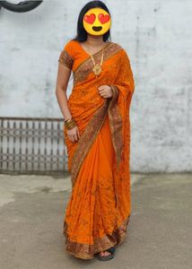 KUNDAN WORK Saree With Blouse