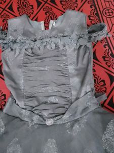 11-12 year girl grey party wear frock never used
