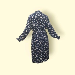 Midi Casual Blue Floral Dress
