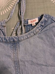 Denim Tie-Back Cropped Vest