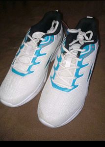 New White &amp; Teal Athletic Running Shoes