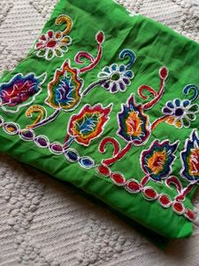 Green Embroidered Fabric Kurti