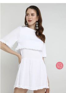 Shrink White Ruffle Dress
