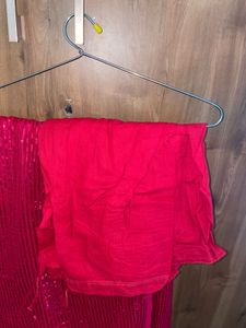 Red Sequin Saree