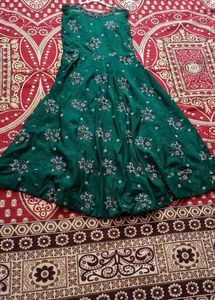 Embroidered Green long frock