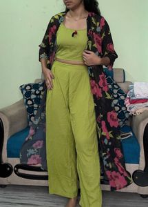 3 Piece Set with Top, Bottom and OverCoat
