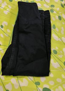Black Cotton High Waist Jeans For Women in Size 30
