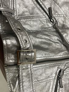 Silver Metallic Biker Jacket