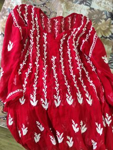 Lucknowi Pattern Embroidered Anarkali Kurta