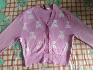 H&amp;M Pink Teddy Bear Cardigan