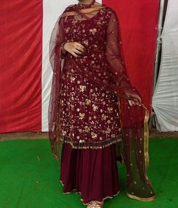 Maroon Sharara Suit