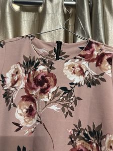 Pink Floral Short Sleeve Casual Top
