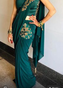 Elegant Emerald Green Saree
