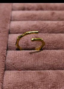 Italian 18k Gold Plated Bamboo-Style Ring