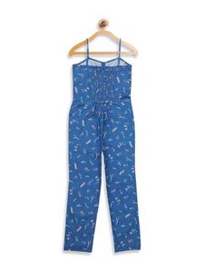 Elle Kids Blue Printed Jumpsuit