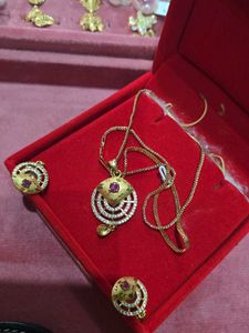 2K Gold Polish Pendant Set With Chain