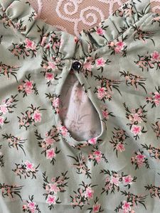Floral Print Pista colour Women Top