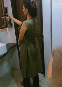 Olive  Sleeveless Trench Coat