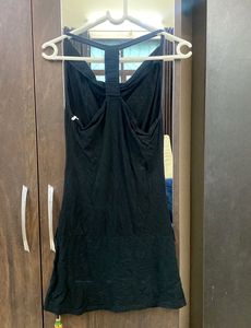 Embroidered Black Tank Mini Dress