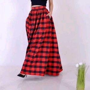 Red &amp; Black Plaid Skirt