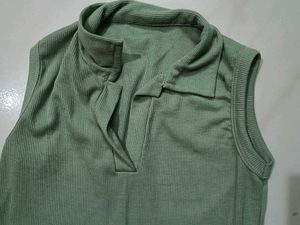 Fitted Olive Green Crop Top