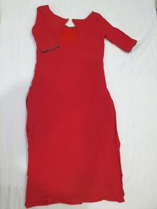 Red Patola Yoke Embroidered Kurta With Dupatta
