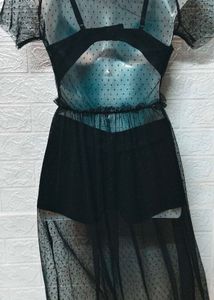 Black Polka Dot Mesh Dress S To M Size