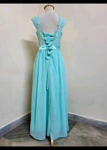 Aqua Lace Chiffon Dress