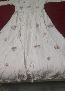 Branded Coat Model White Embriodry Dress