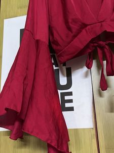 Red Bell Sleeve Tie Top