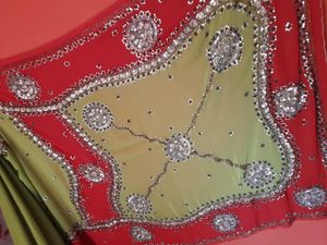 Red Green Embellished Heavily Saree with Blouse